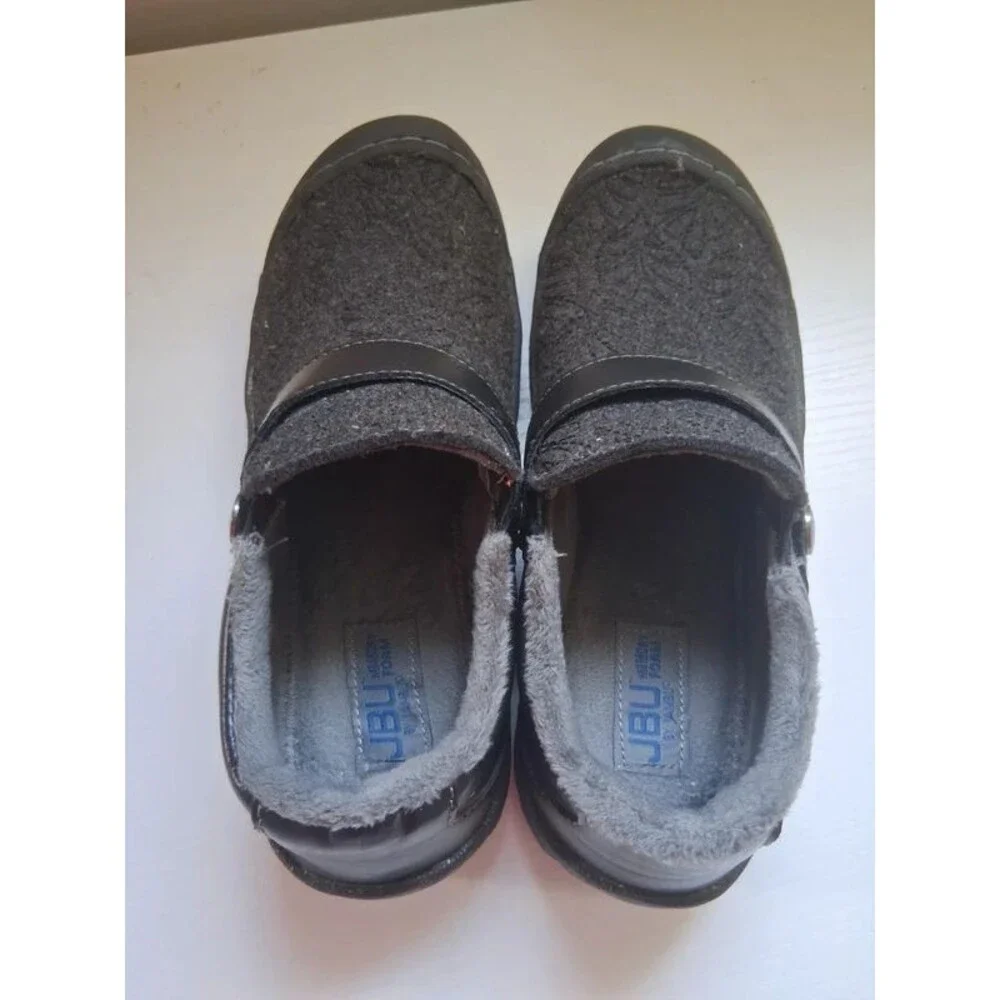 JBU Jambu Blakely slip on shoes dark gray floral embossed fur lined Size 6.5